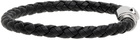 Salvatore Ferragamo Black Braided Leather Bracelet