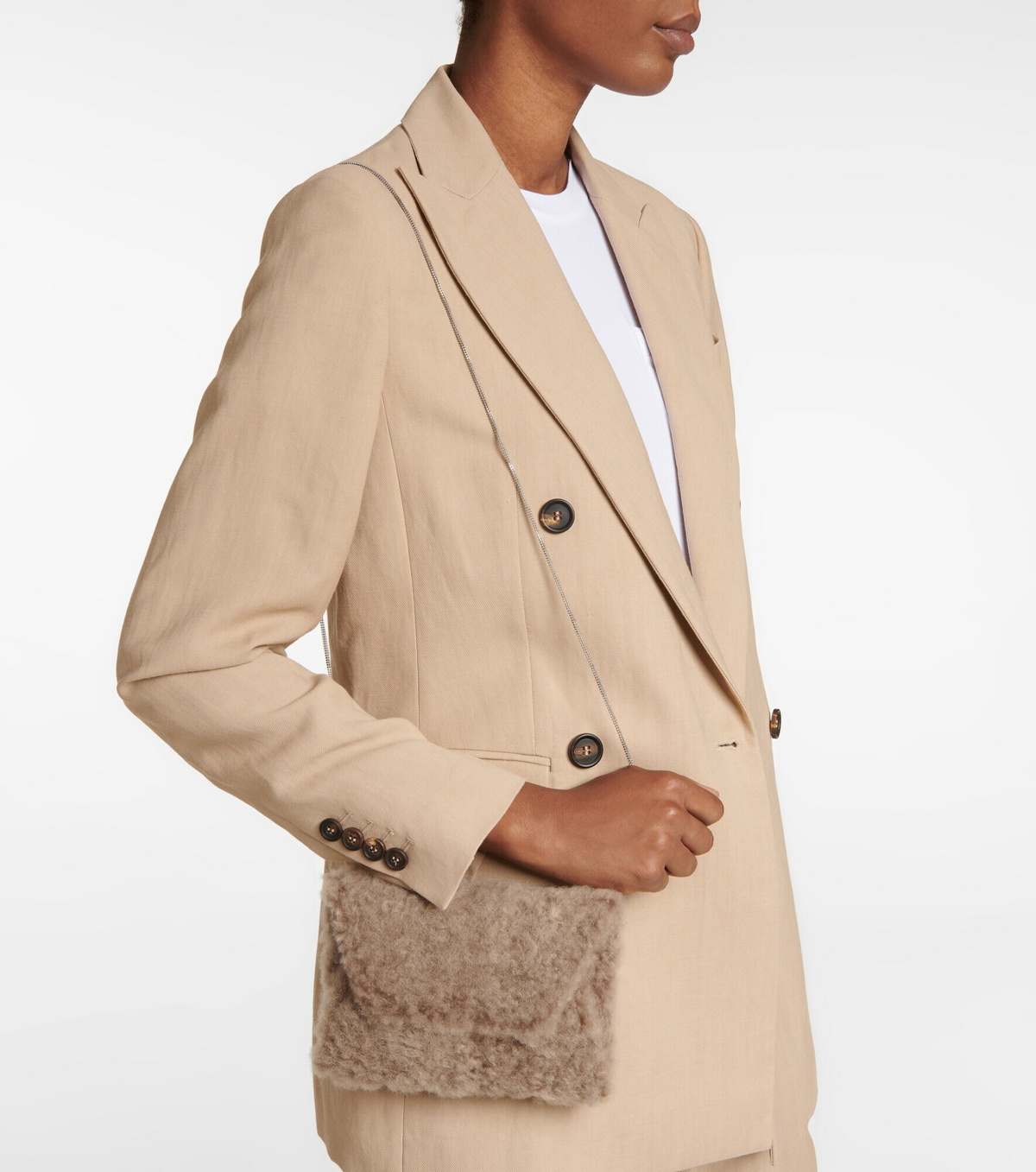 Brunello Cucinelli - Shearling wallet on chain