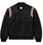 BURBERRY - Leather and Webbing-Trimmed Padded Nylon Bomber Jacket - Black