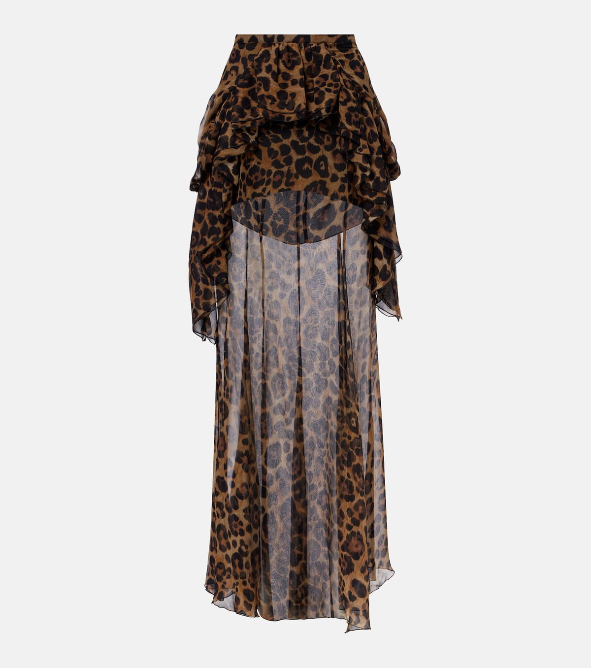 Blumarine Leopard-print silk crepon maxi skirt
