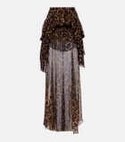 Blumarine Leopard-print silk crepon maxi skirt