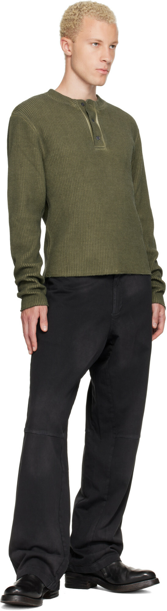 424 Khaki Long-Sleeve Thermal Jersey Henley