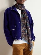 Drake's - Frayed Printed Wool and Silk-Blend Scarf