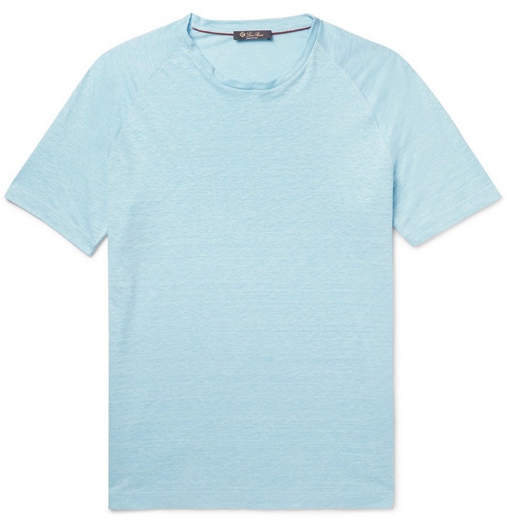 Photo: Loro Piana - Mélange Linen-Jersey T-Shirt - Blue