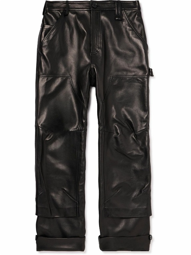 Photo: Simone Rocha - Straight-Leg Leather Cargo Trousers - Black