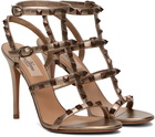 Valentino Garavani Gold Rockstud Cage Heeled Sandals