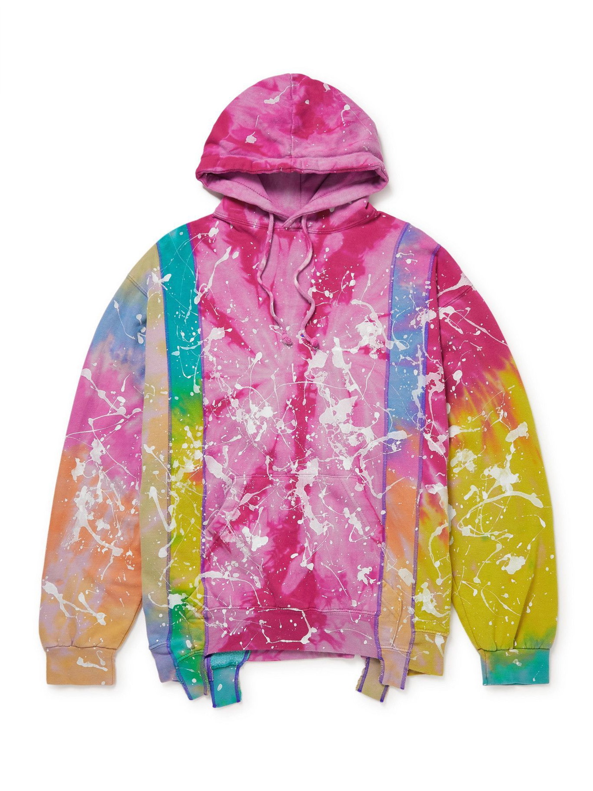Photo: Needles - Paint-Detailed Tie-Dyed Panelled Cotton-Blend Jersey Hoodie - White