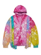 Needles - Paint-Detailed Tie-Dyed Panelled Cotton-Blend Jersey Hoodie - White