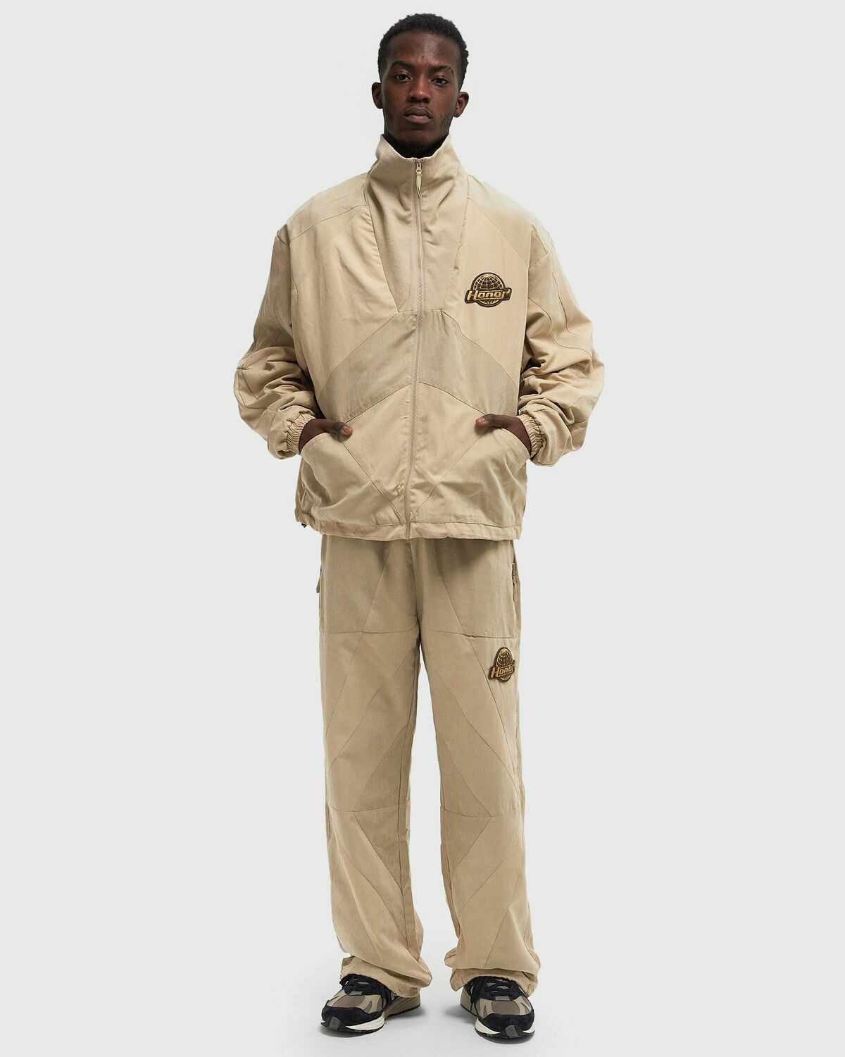 Honor The Gift COLOR BLOCK FULL ZIP Beige Mens Track Jacket Honor
