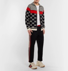 Gucci - Logo-Intarsia Striped Cotton Zip-Up Sweater - Men - Navy