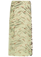 Ganni Zebra-print Layered Satin Maxi Wrap Skirt Multicoloured