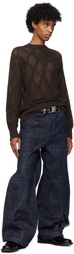 NULLUS Brown Deconstructed Logenze Knitted Sweater