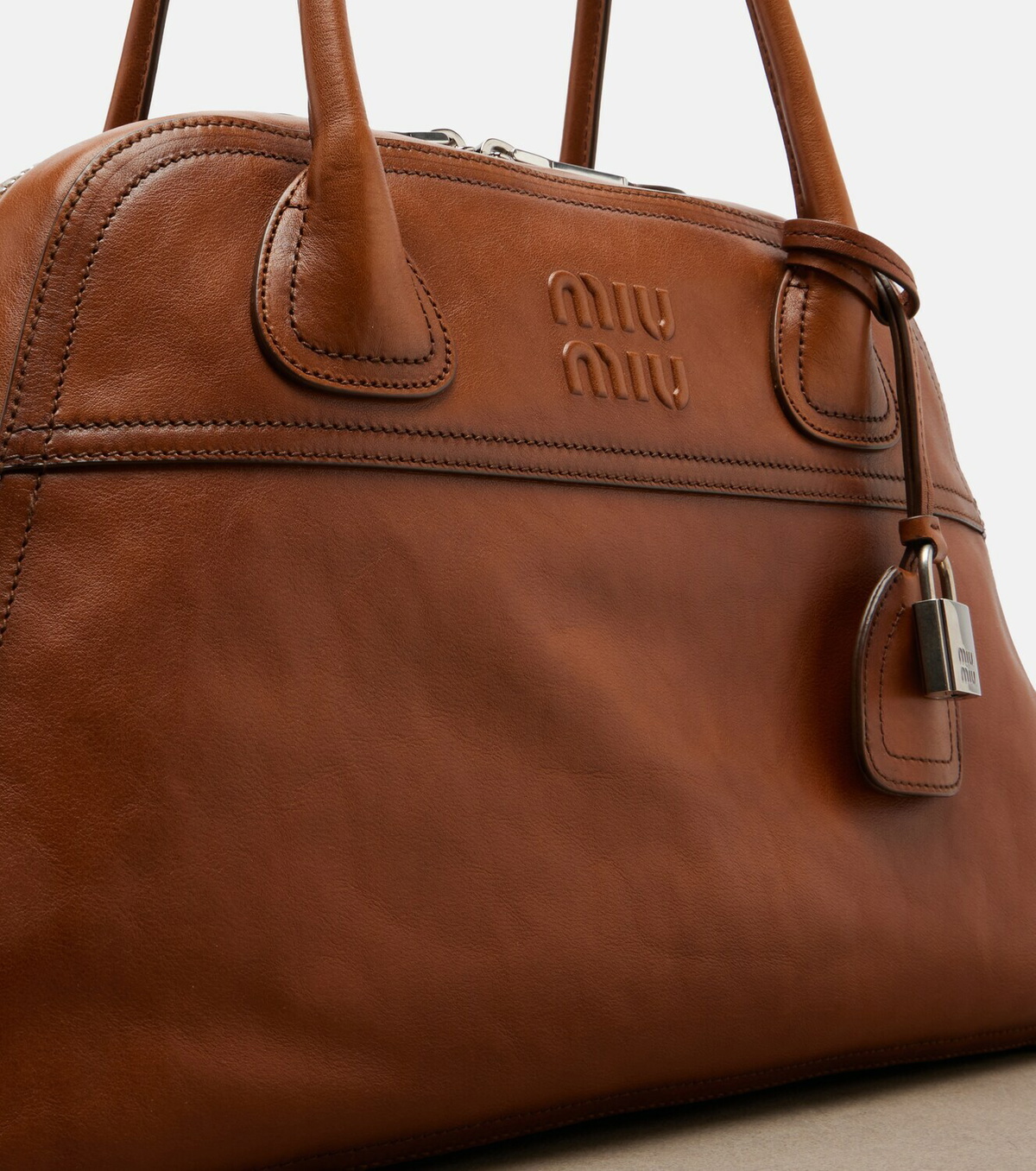 Miu Miu Vivant Medium leather bowling bag