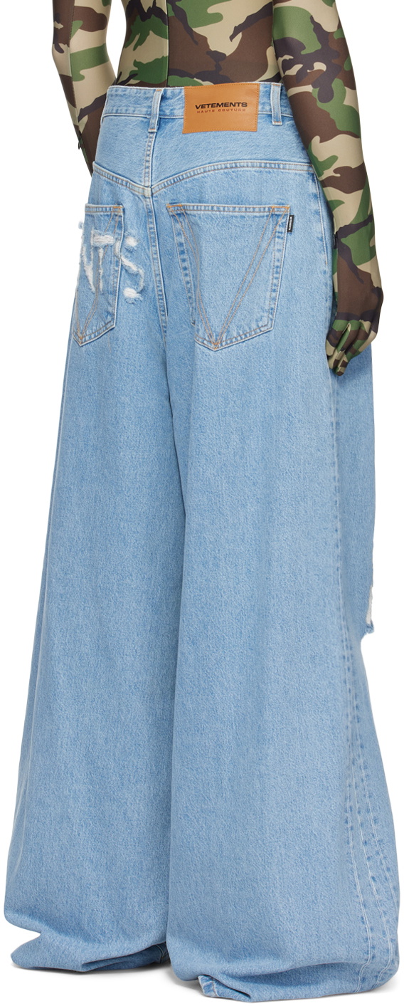 パンツ VETEMENTS PATCHED DESTROYBAGGYDENIM 30 VETEMENTS VETEMENTS Patched Baggy Jeans Green Wash
