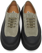 Jil Sander Green Suede Platform Sneakers