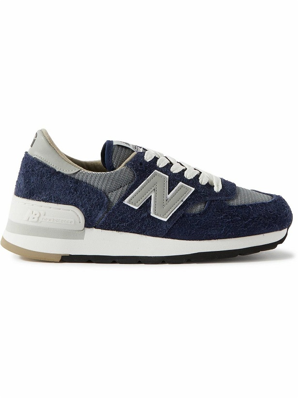 Photo: New Balance - Carhartt WIP 990v1 Leather-Trimmed Suede and Mesh Sneakers - Blue
