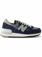 New Balance - Carhartt WIP 990v1 Leather-Trimmed Suede and Mesh Sneakers - Blue