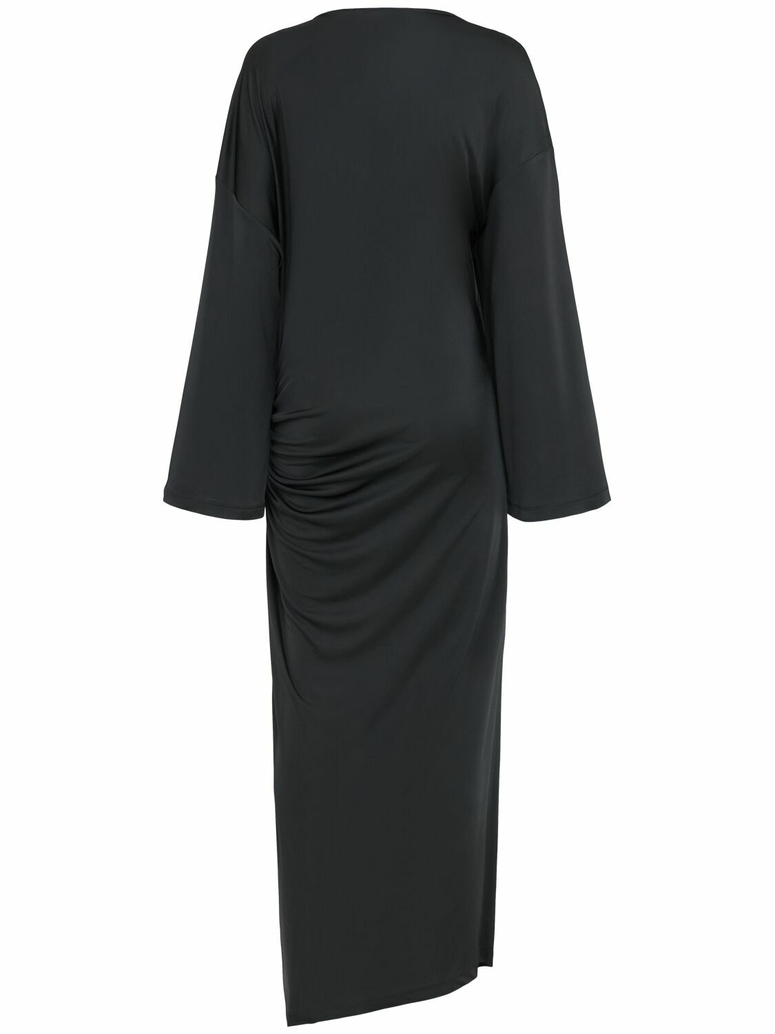 THE ATTICO Shiny Viscose Draped Long Dress The Attico