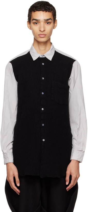 Photo: Comme des Garçons Homme Plus Black & Blue Paneled Shirt