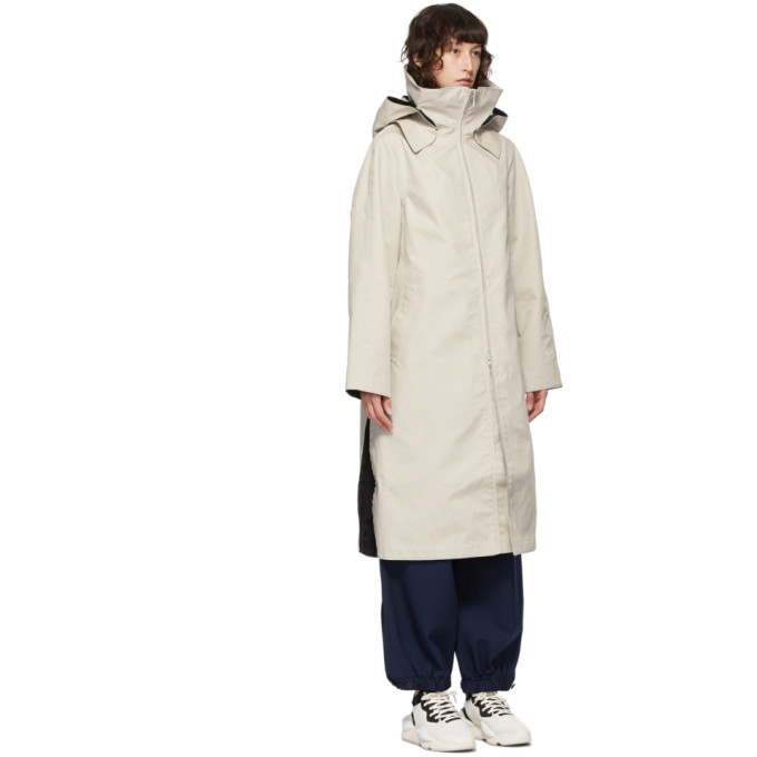 Y-3 Beige Bonded Hooded Racer Coat Y-3