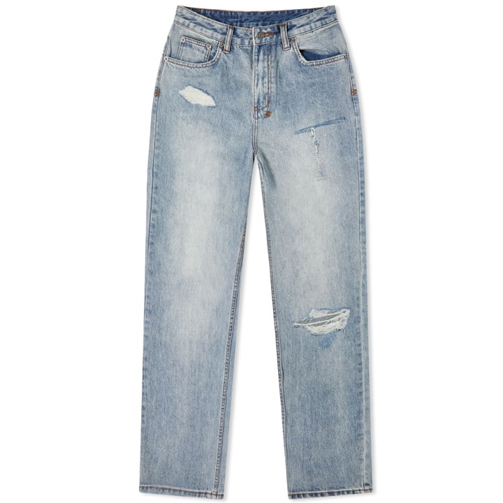 Photo: Ksubi Women's Playback Distressed Relaxed Straight High Rise Jeans in Denim