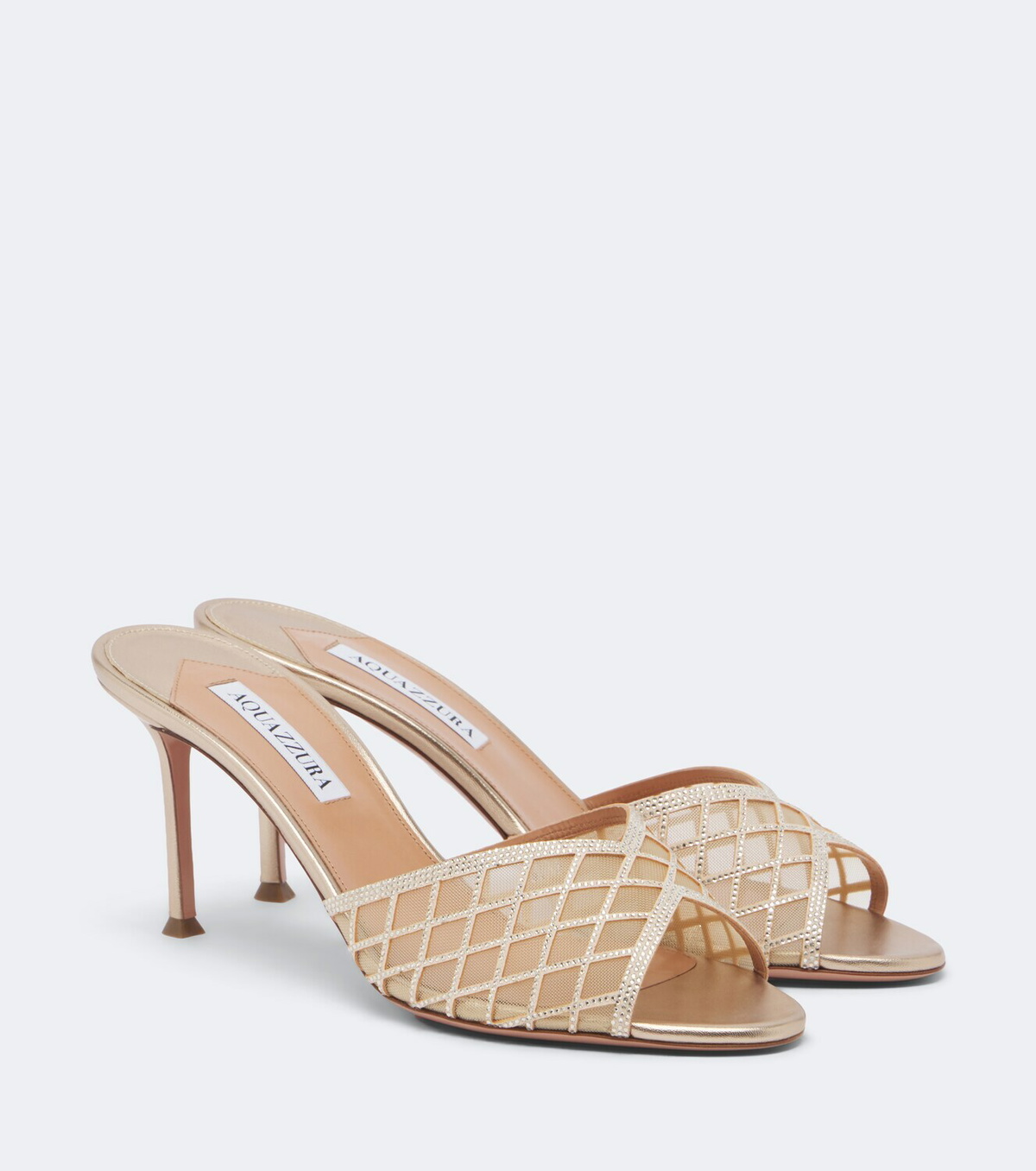 Aquazzura Lumiere embellished mesh mules