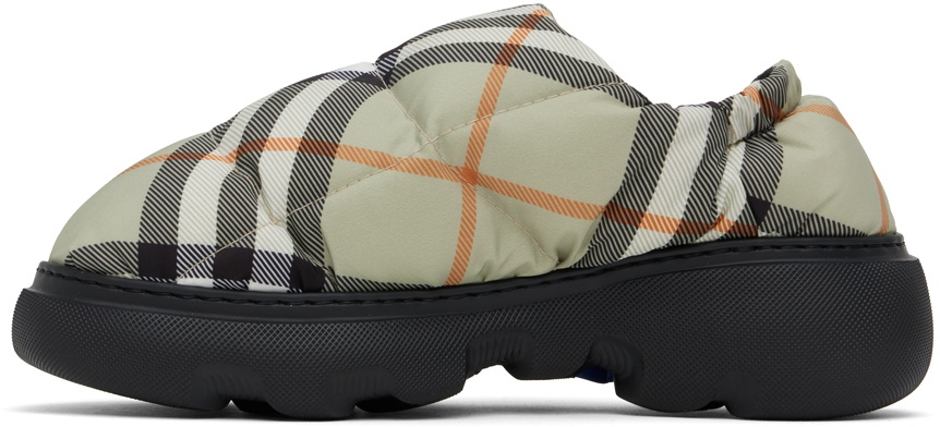 Burberry Green Check Nylon Pillow Loafers