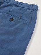 Hartford - Tanker Garment-Dyed Cotton and Linen-Blend Drawstring Trousers - Blue