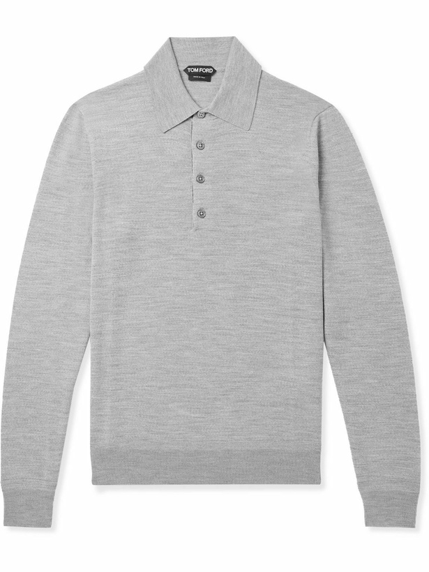 Photo: TOM FORD - Slim-Fit Wool Polo Shirt - Gray