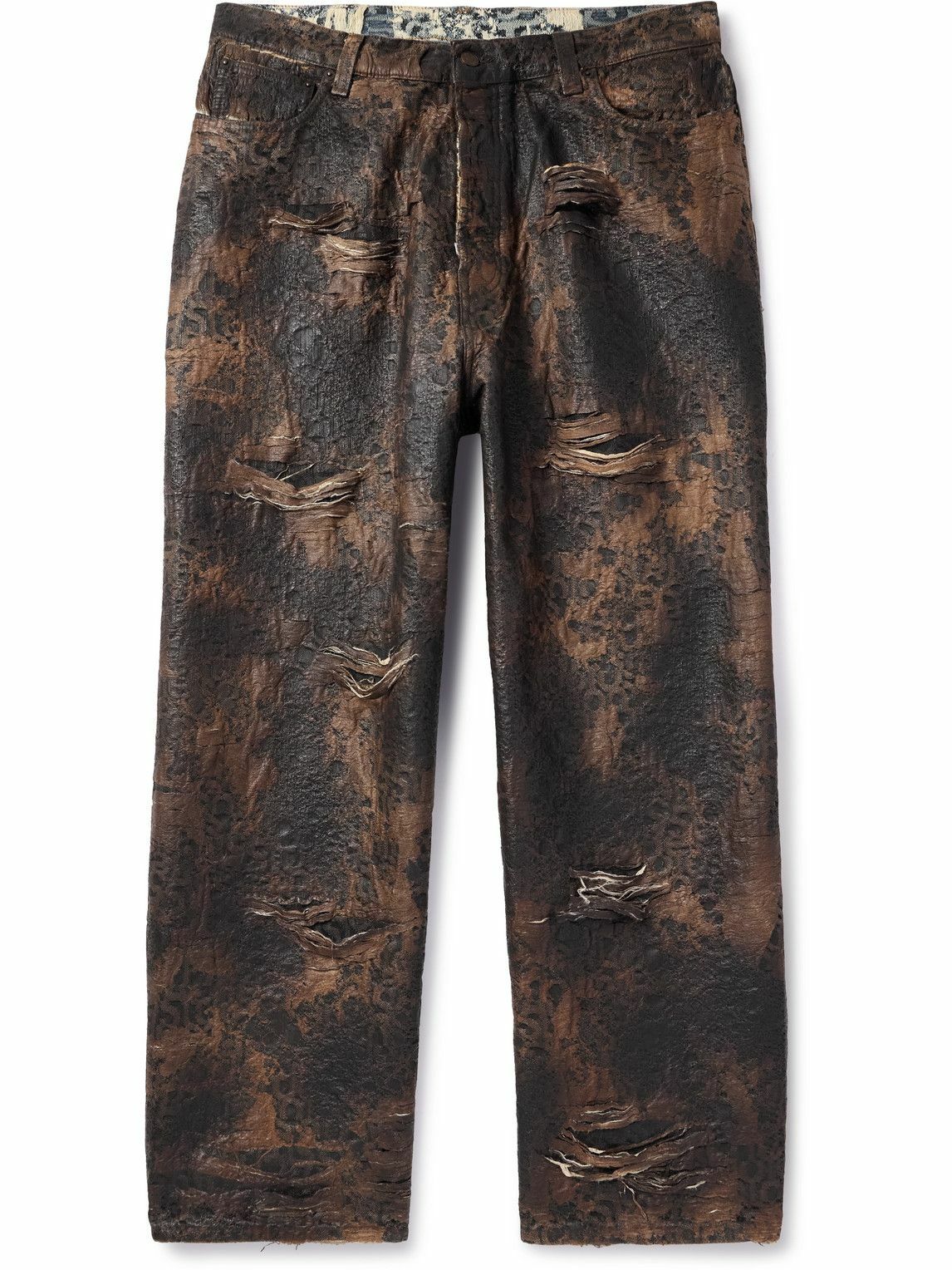 Acne Studios - Wide-Leg Distressed Coated Jeans - Brown Acne Studios