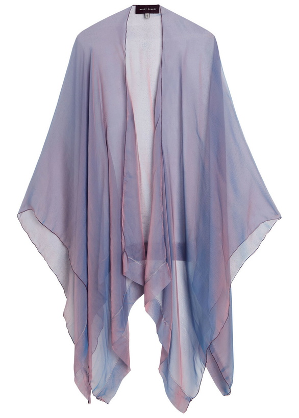 Photo: Talbot Runhof Dégradé Silk-georgette Shawl - Metallic Silver - One Size