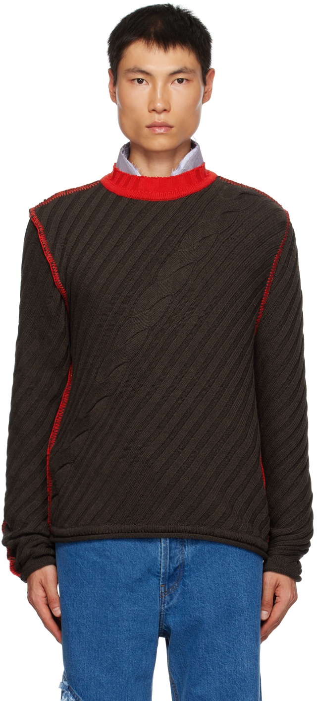 Edward Cuming Brown & Red Contrast Sweater