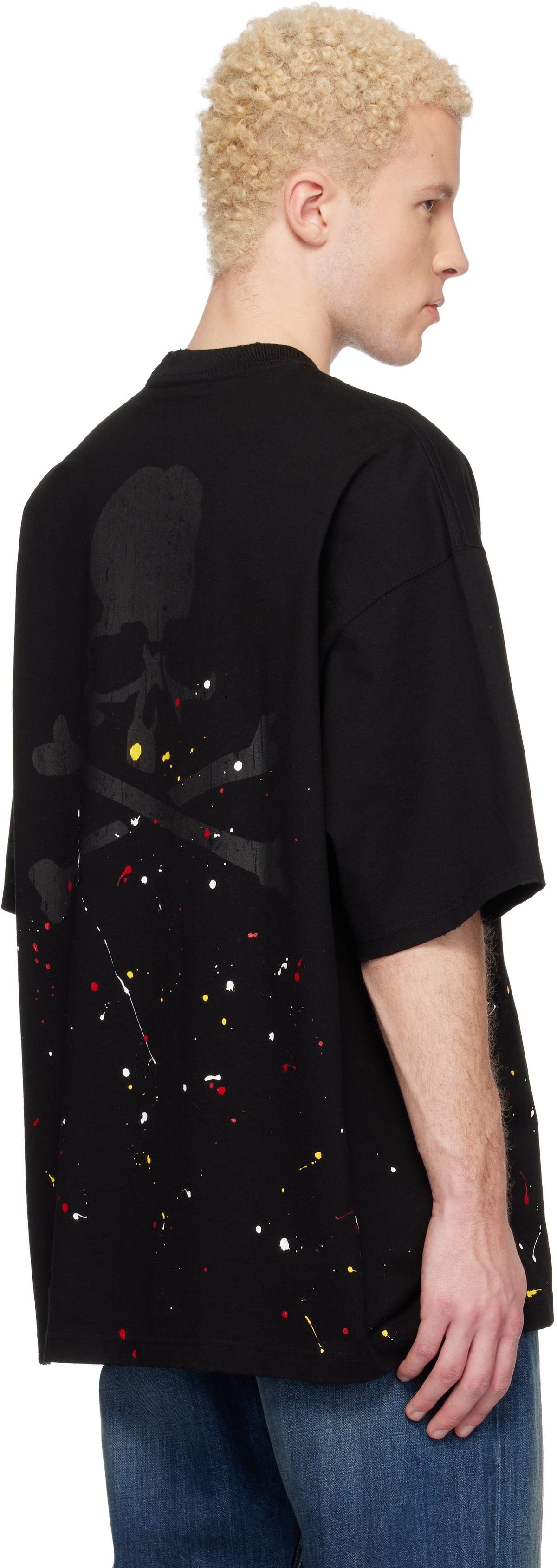 MASTERMIND WORLD Black MW Distressed SS T-shirt