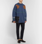 Loewe - Oversized Jacquard-Knit Mohair-Blend Sweater - Men - Blue