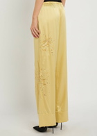 Bernadette Louis Embellished Stretch-silk Trousers Yellow
