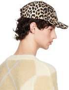 GANNI Beige & Black Leopard Embroidered Logo Cap