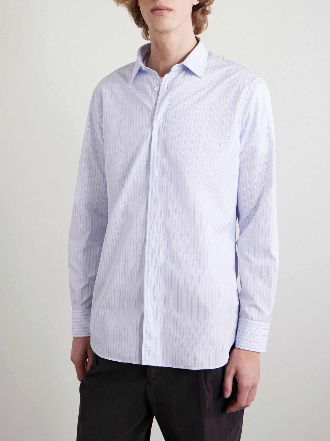 Lardini - Striped Cotton Shirt - Blue