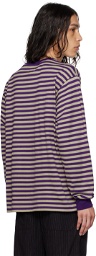 NEEDLES Purple & Off-White Striped Long Sleeve T-Shirt
