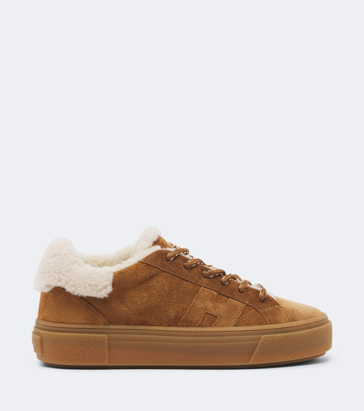 Hogan Crosswind shearling-trimmed suede sneakers