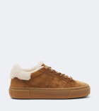Hogan Crosswind shearling-trimmed suede sneakers