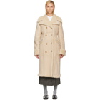 Simone Rocha Beige Embellished Sheepskin Slash Shearling Coat
