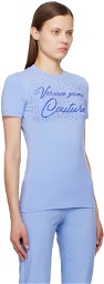Versace Jeans Couture Blue Crystal-Cut T-Shirt