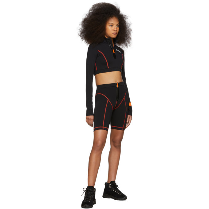 Heron Preston Black Cropped Active Zip Turtleneck Heron Preston