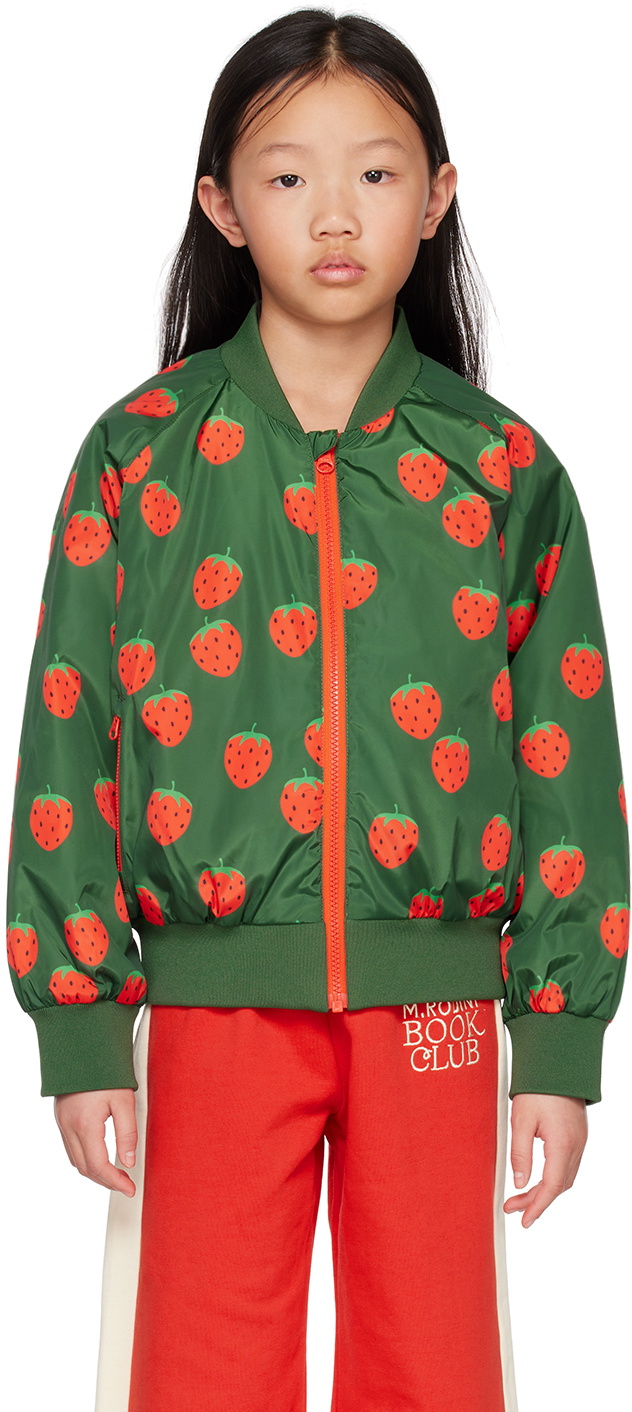 Mini Rodini Kids Green Strawberries Jacket