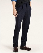 Brooks Brothers Men's Regent Fit Pleat-Front Stretch Check Trousers | Navy