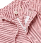 Beams F - Striped Cotton-Seersucker Drawstring Shorts - Pink