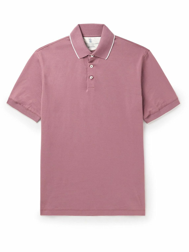 Photo: Brunello Cucinelli - Cotton-Jersey Polo Shirt - Pink