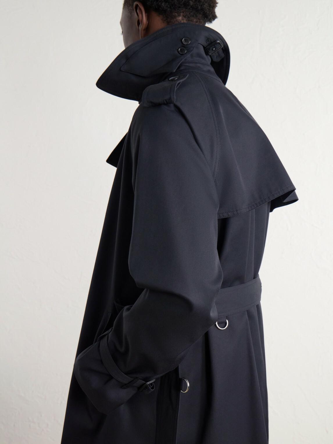 Husbands - Double-Breasted Belted Gabardine Trench Coat - Blue