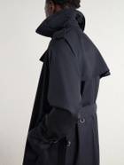 Husbands - Double-Breasted Belted Gabardine Trench Coat - Blue
