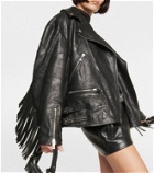 Versace Fringed leather biker jacket